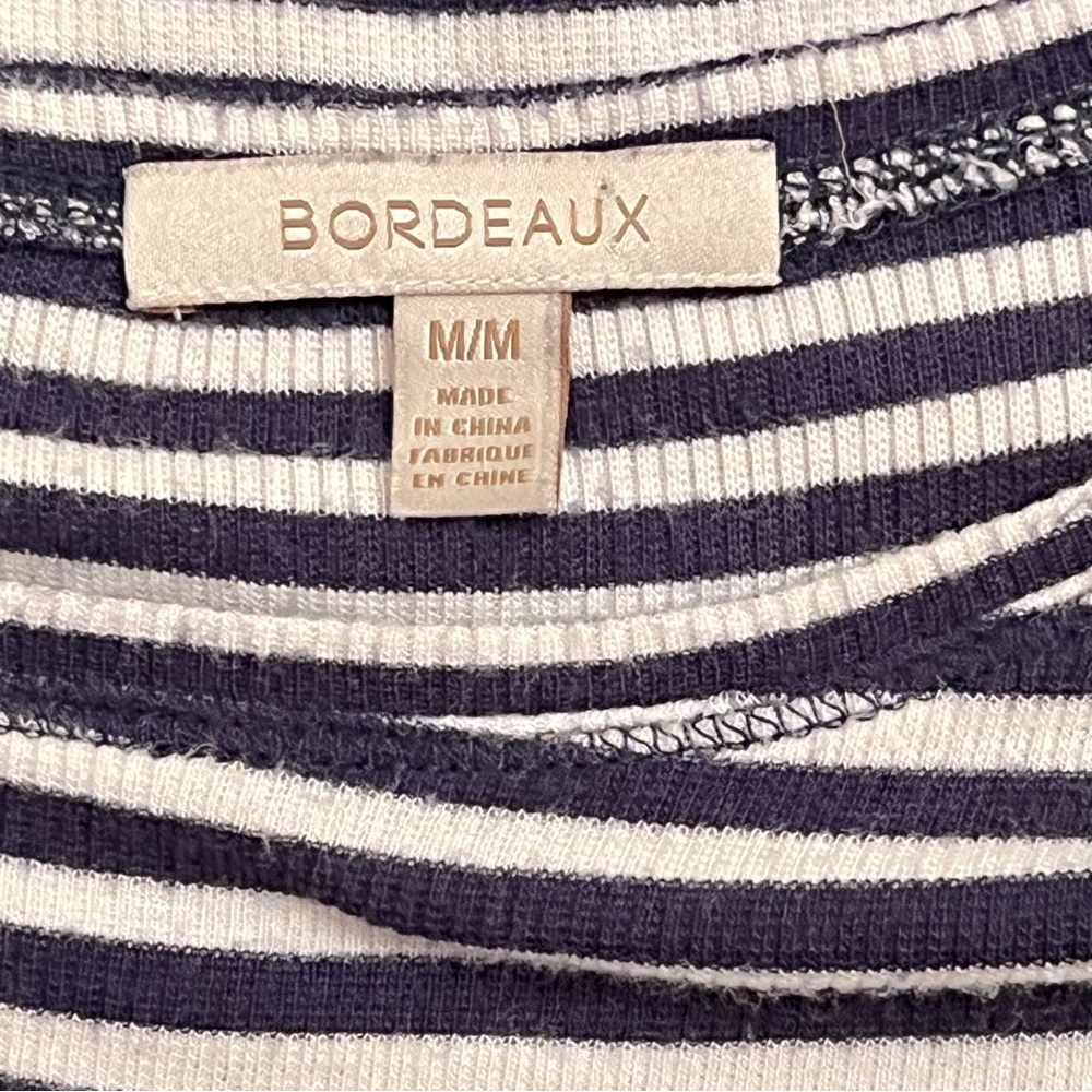 Bordeaux Blue White Striped Long Sleeve Scoop Neck Sweater - Picture 9 of 12